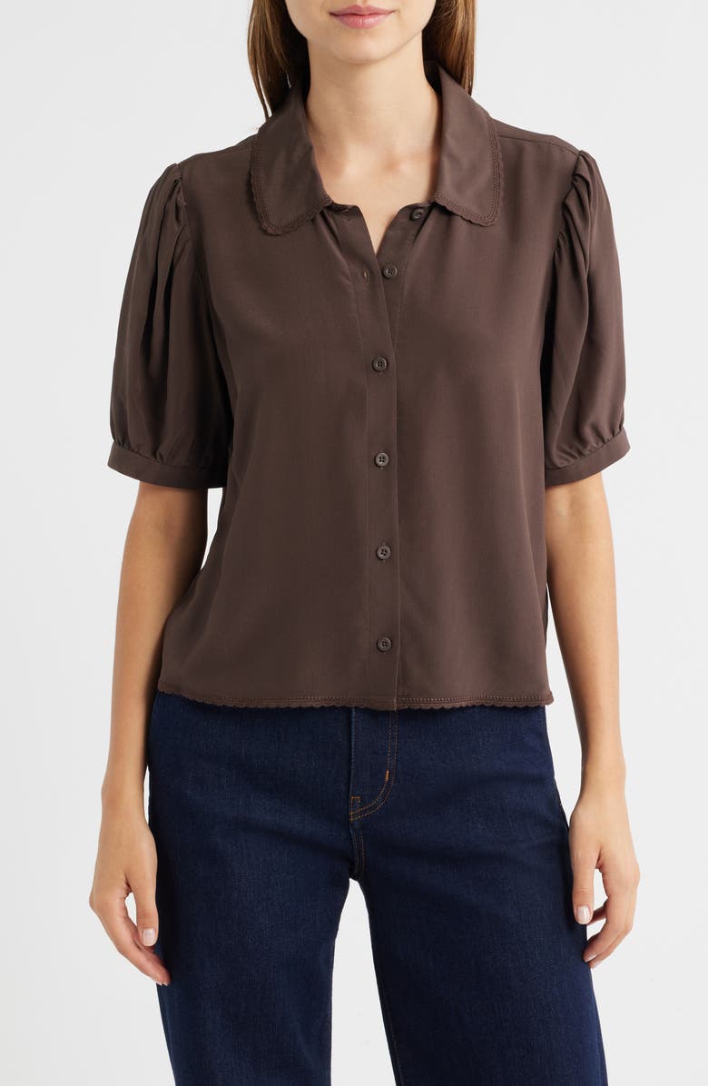 FRAME The Prim Silk Shirt, Main, color, Coffee