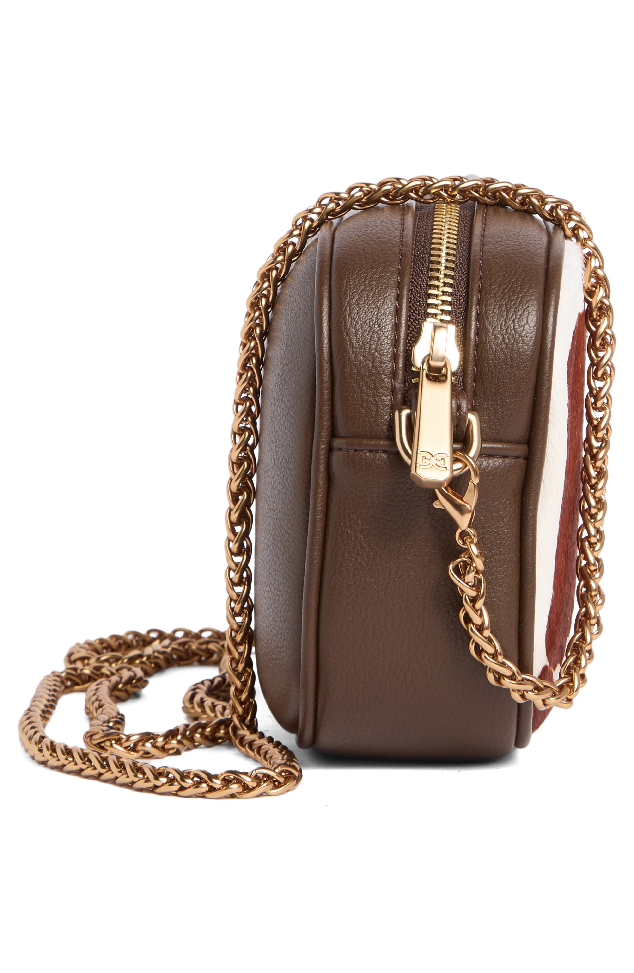 Sam Edelman Nylie Genuine Calf Hair Leather Camera Bag, Alternate, color, Brown