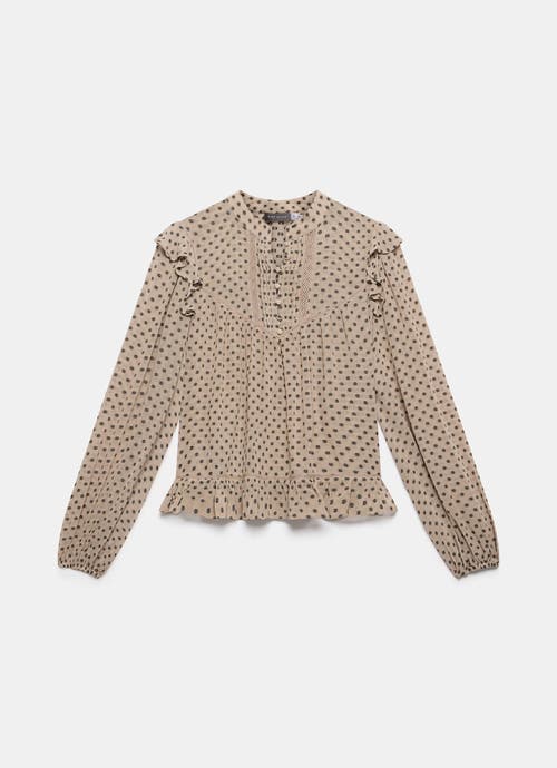 Mint Velvet Neutral Jacquard Polka Dot Blouse In Gray