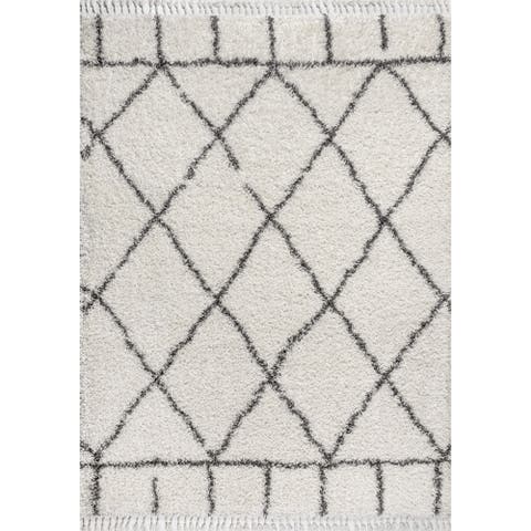 Mercer Shag Plush Tassel Moroccan Geometric Area Rug
