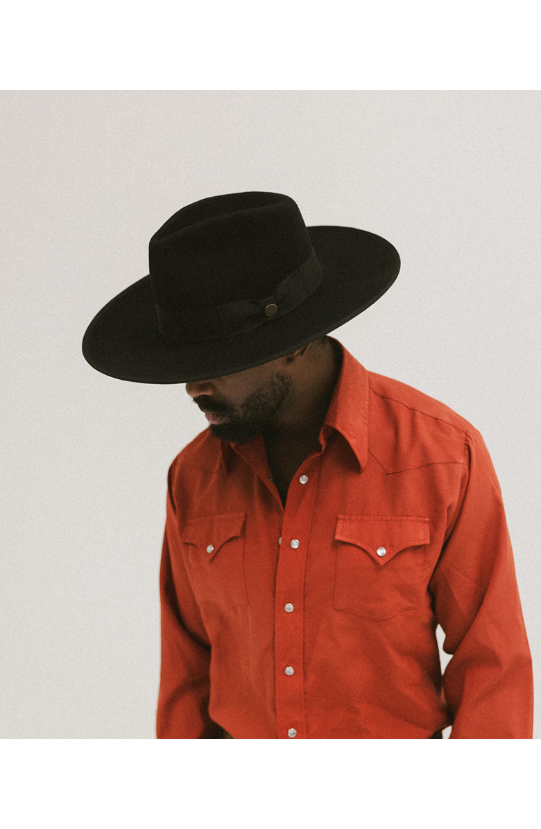 Two Roads Hat Co. Taos Western Fedora, Alternate, color, Black