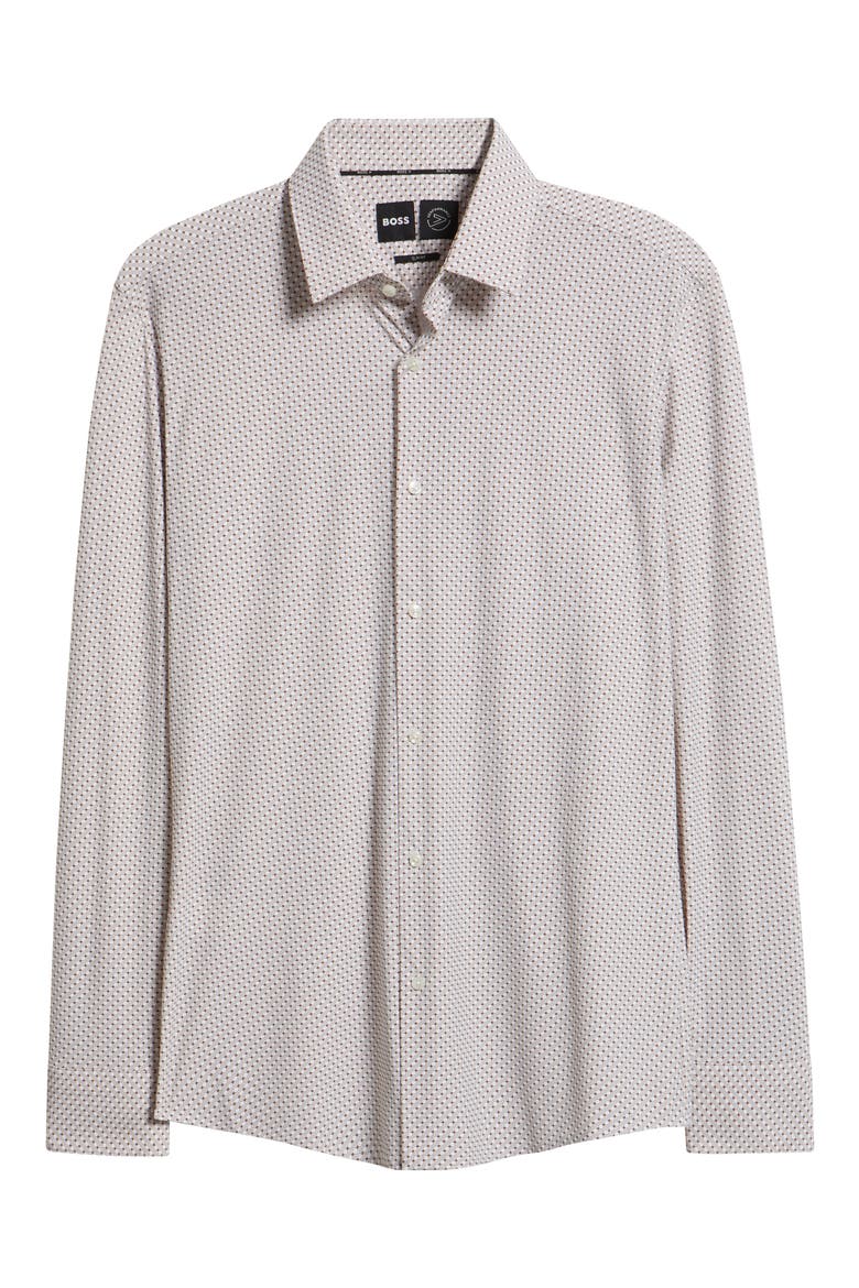 Hank Kent Slim Fit Grid Performance Twill Dress Shirt, Alternate, color, MEDIUM BROWN