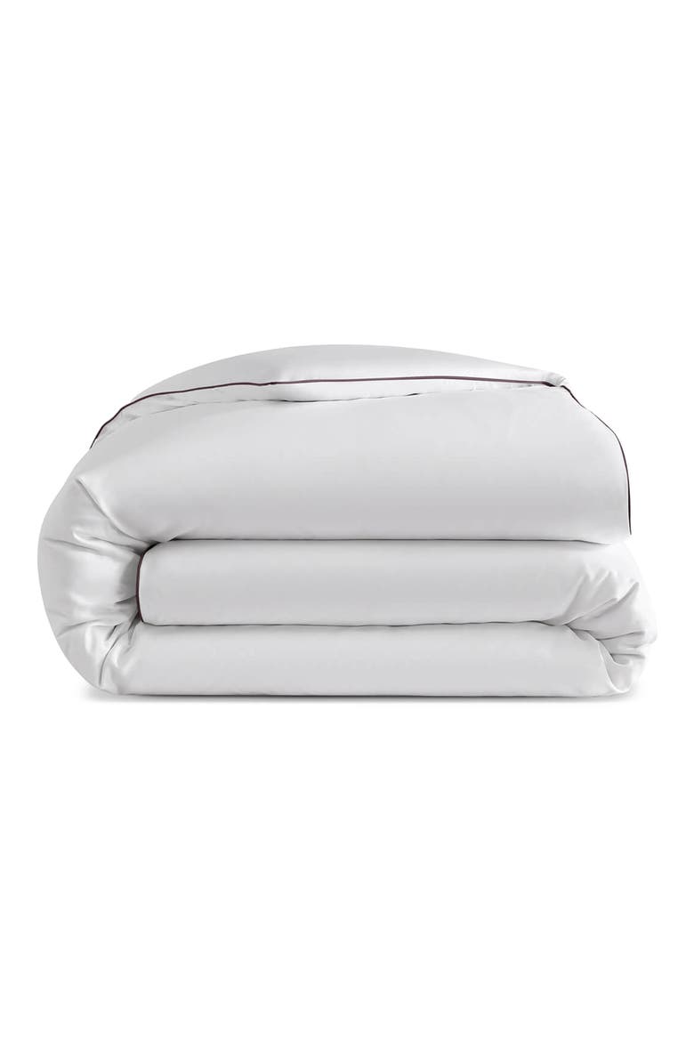 Contrast Piping Duvet Cover, Main, color, WHITE / FIG