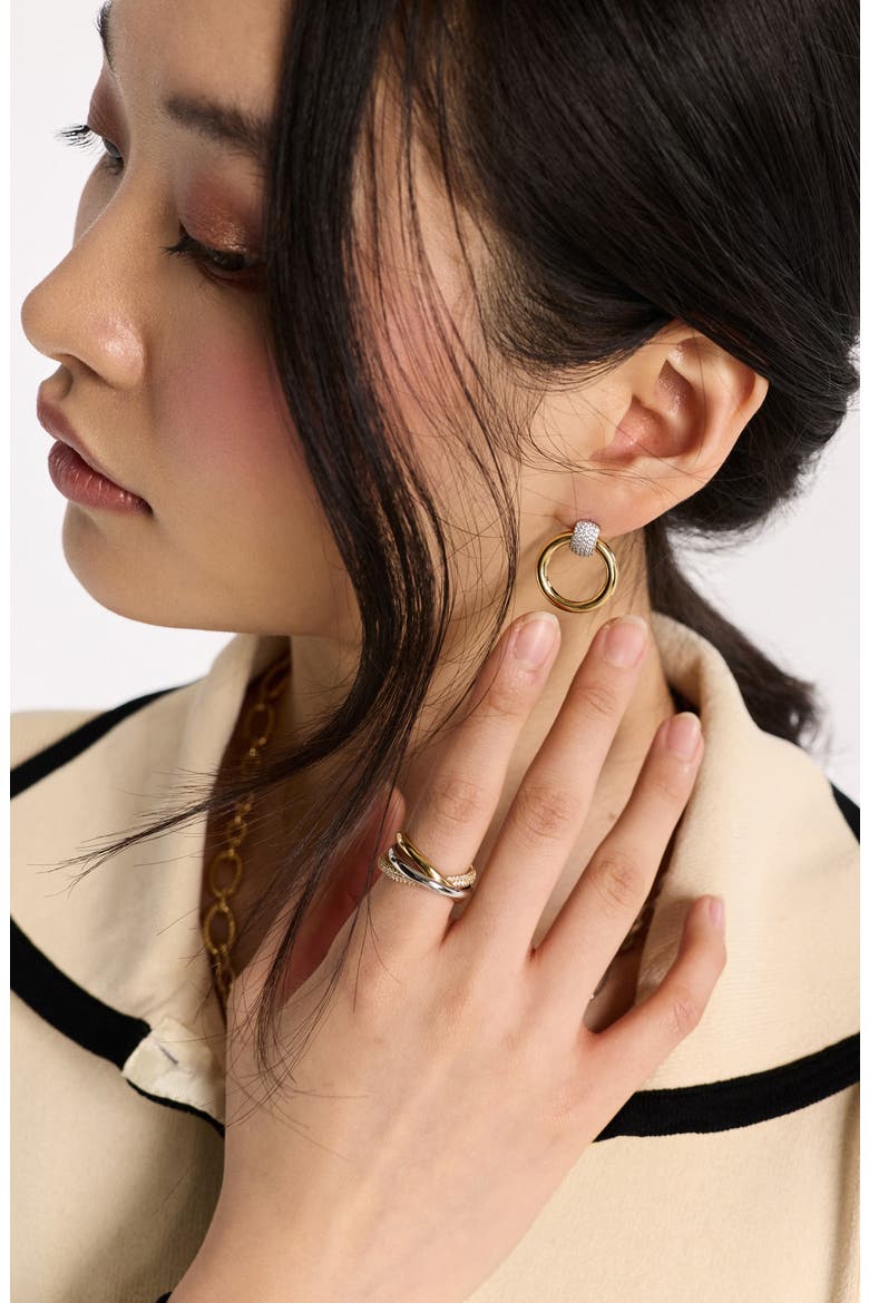Gemini Two-Tone Pavé Door Knocker Earrings, Alternate, color, GOLD