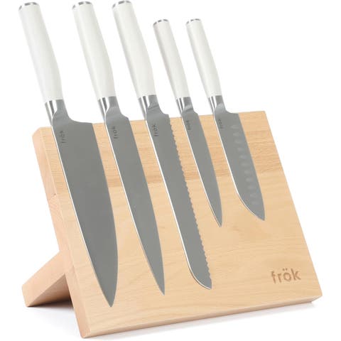 6 Piece Cutlery Set with Magnetic Wood Stand
