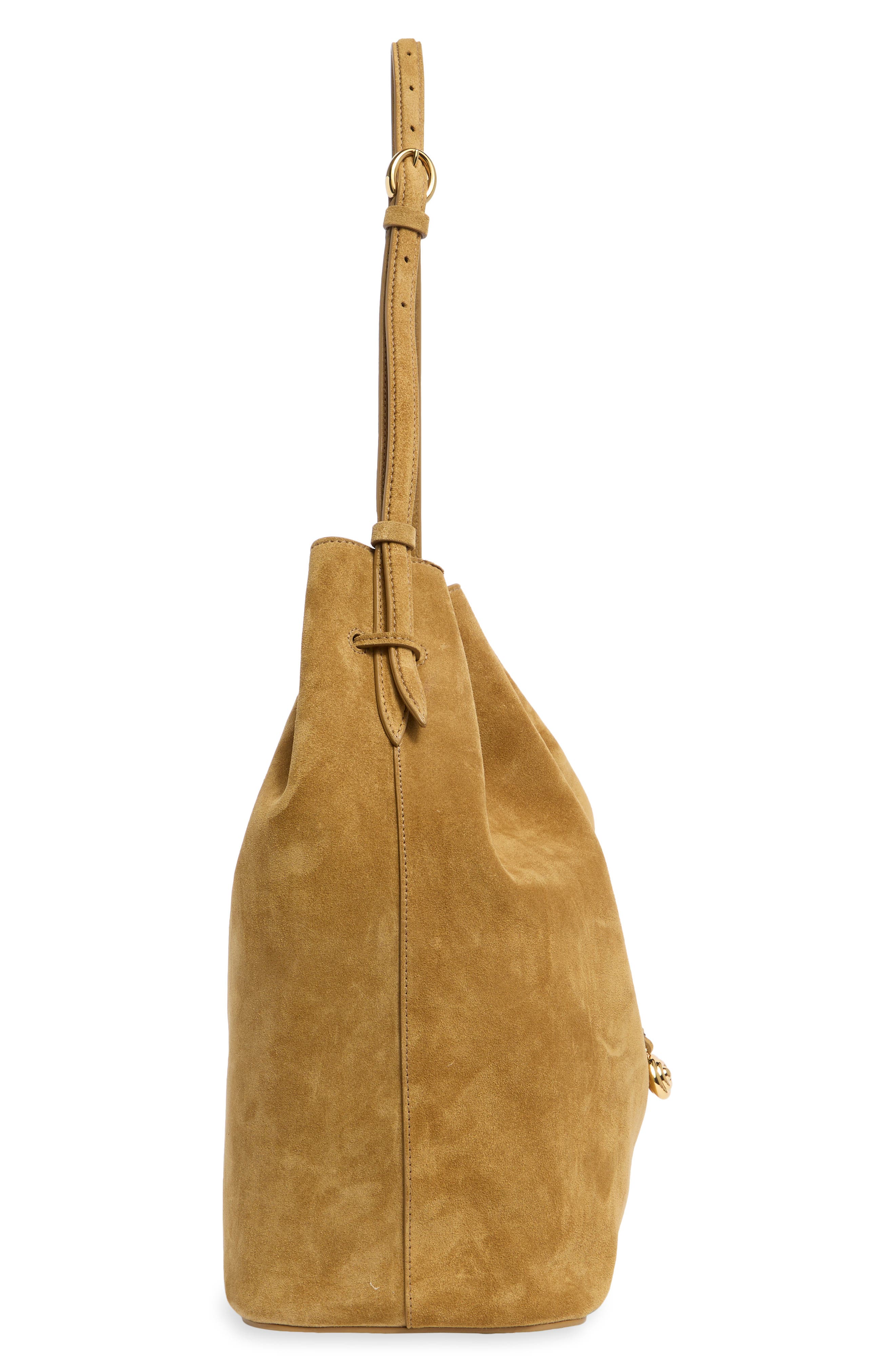 LIFFNER Charm Suede Bucket Bag, Alternate, color, Sand