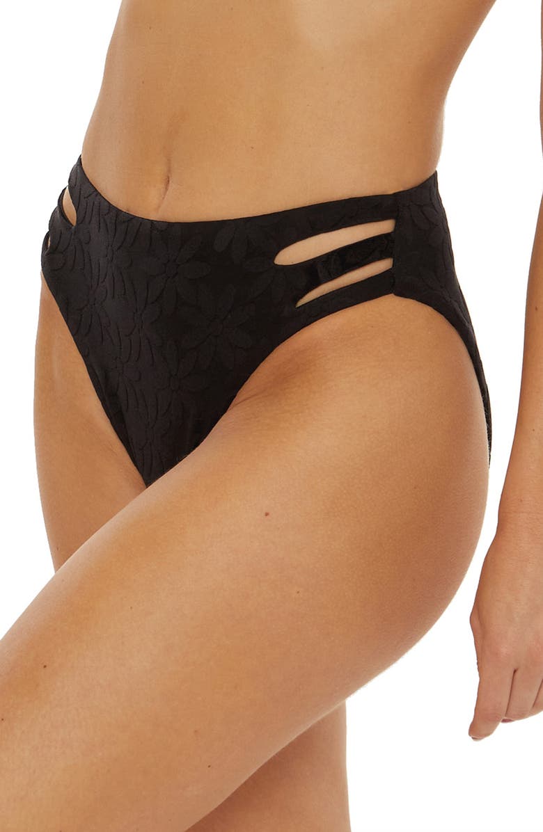 Trina Turk Jolin Textured High Waist Bikini Bottoms, Alternate, color, 