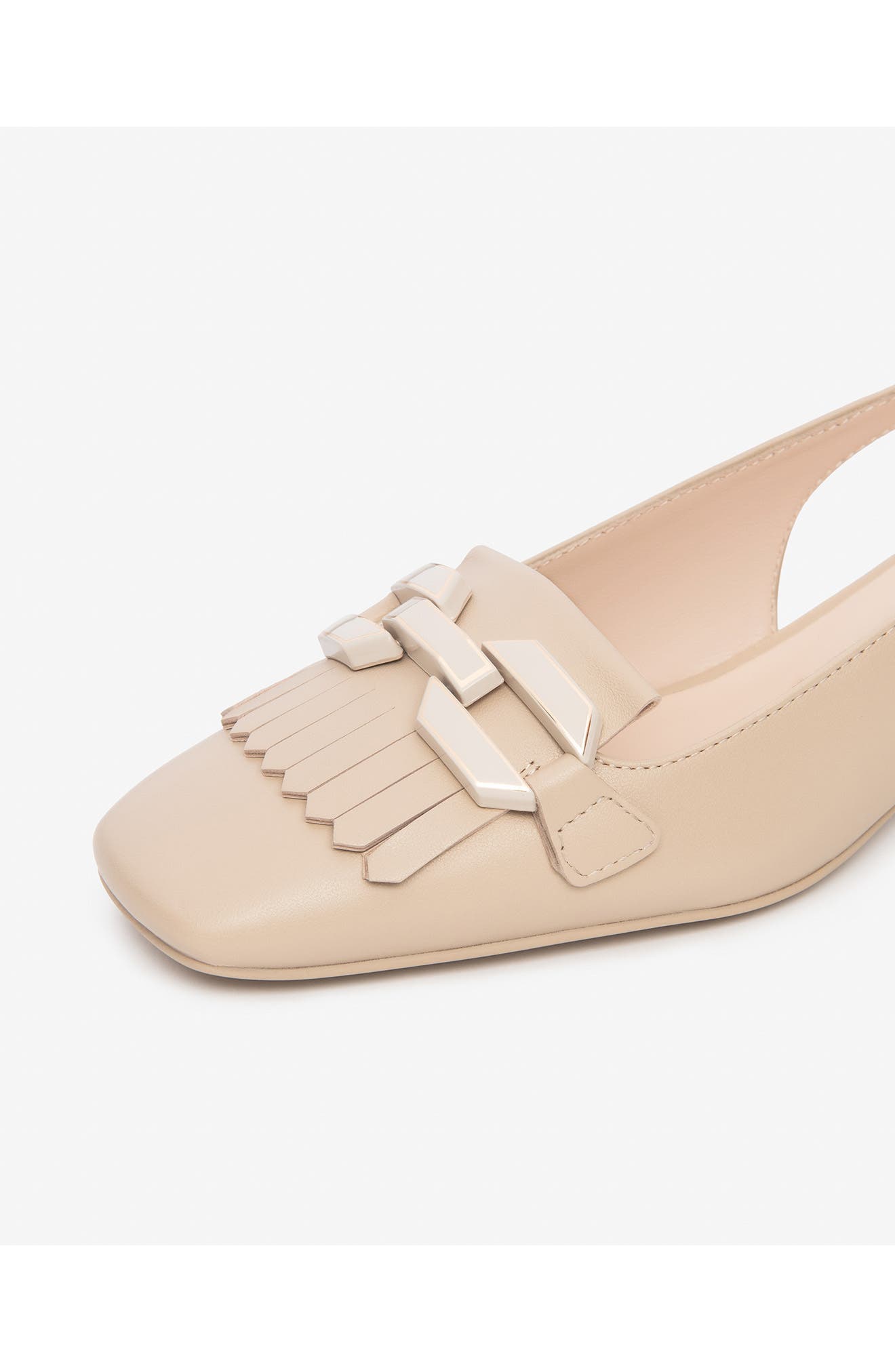 Kiltie Fringe Slingback Pump, Alternate, color, LATTE
