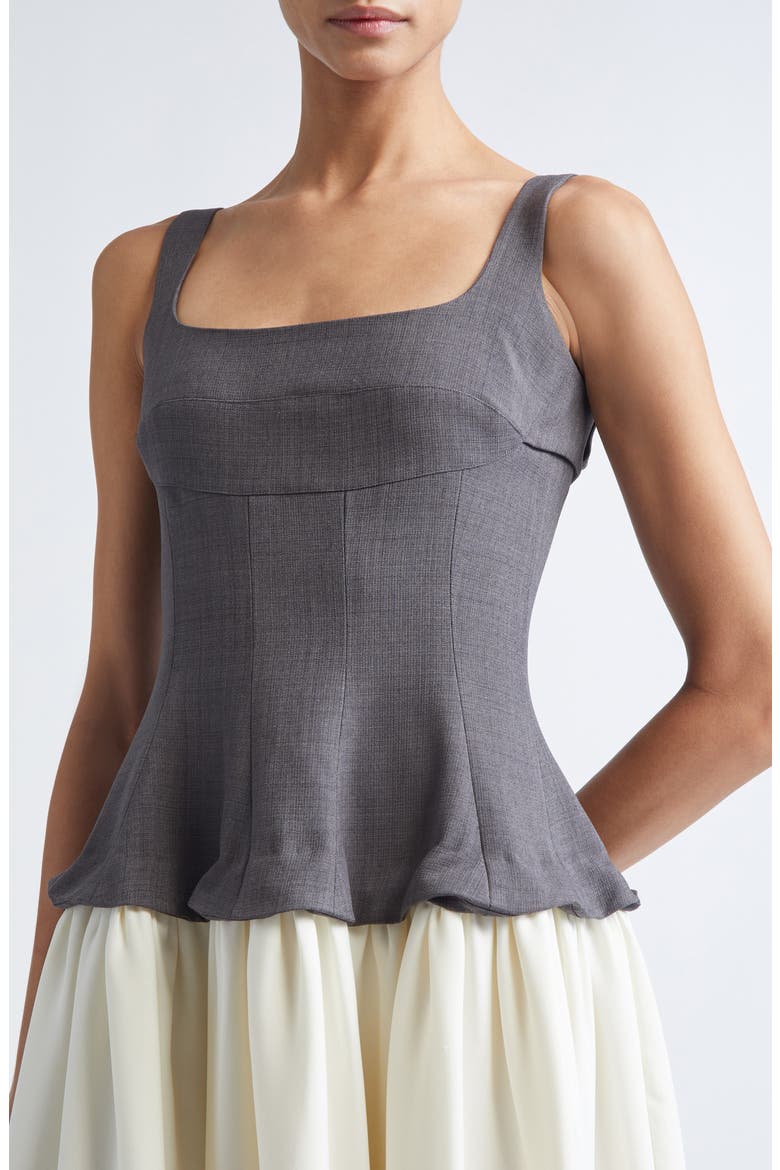 Mixed Media Corset Dress, Alternate, color, MELANGE GREY / CREAM