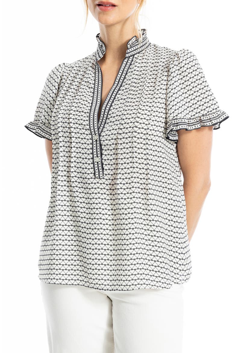 Flutter Sleeve Top, Main, color, BLACK/TOFU MIR/HEARTS
