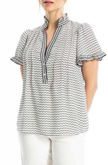 Max Studio Flutter Sleeve Top In Multi