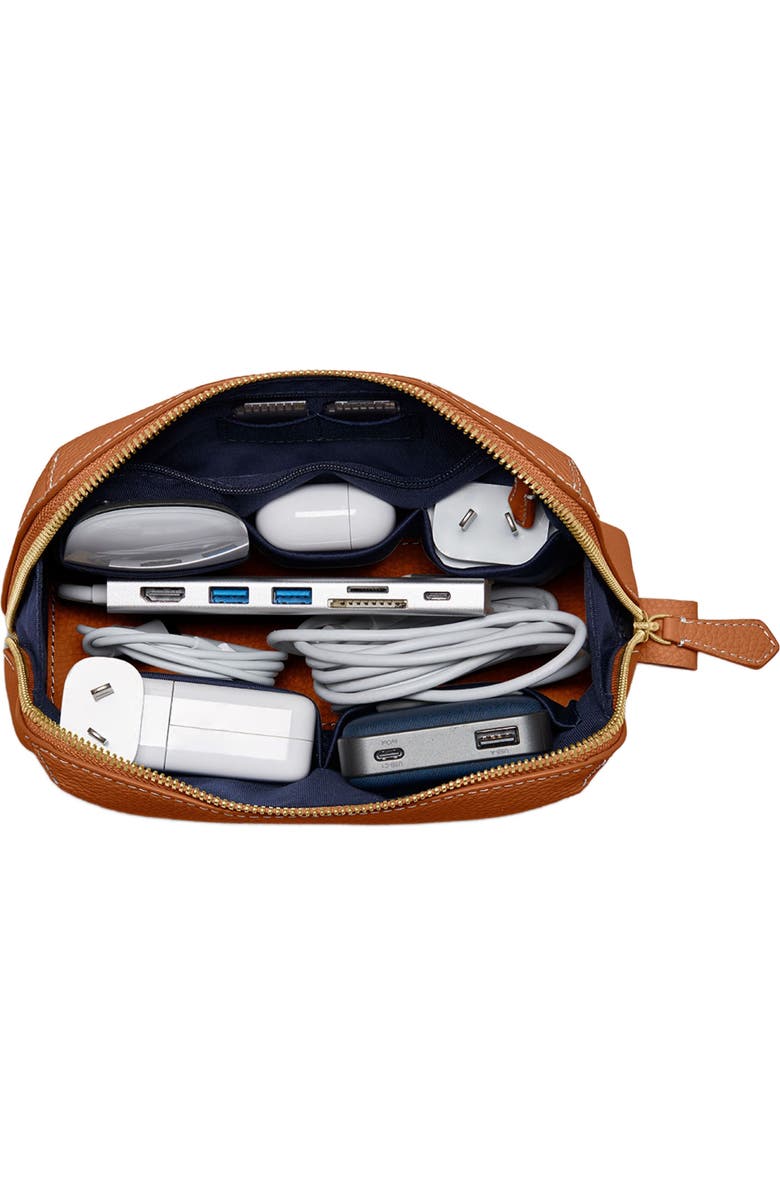 MAISON de SABRÉ Leather Tech Pouch, Alternate, color, Pecan Brown