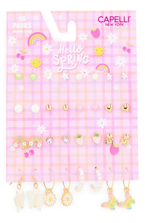 Kids' Spring Assorted 16-Piece Earrings Set
