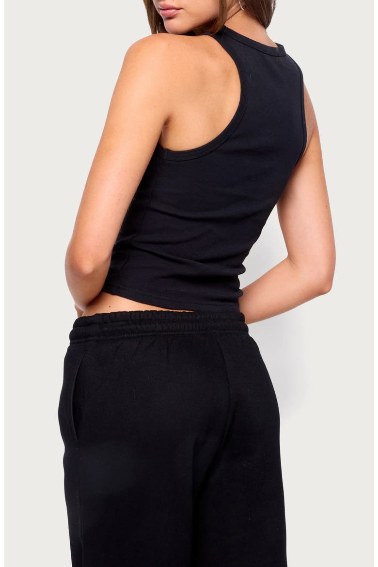 Filipa High Neck Racerback Crop Rib Tank, Alternate, color, BLACK