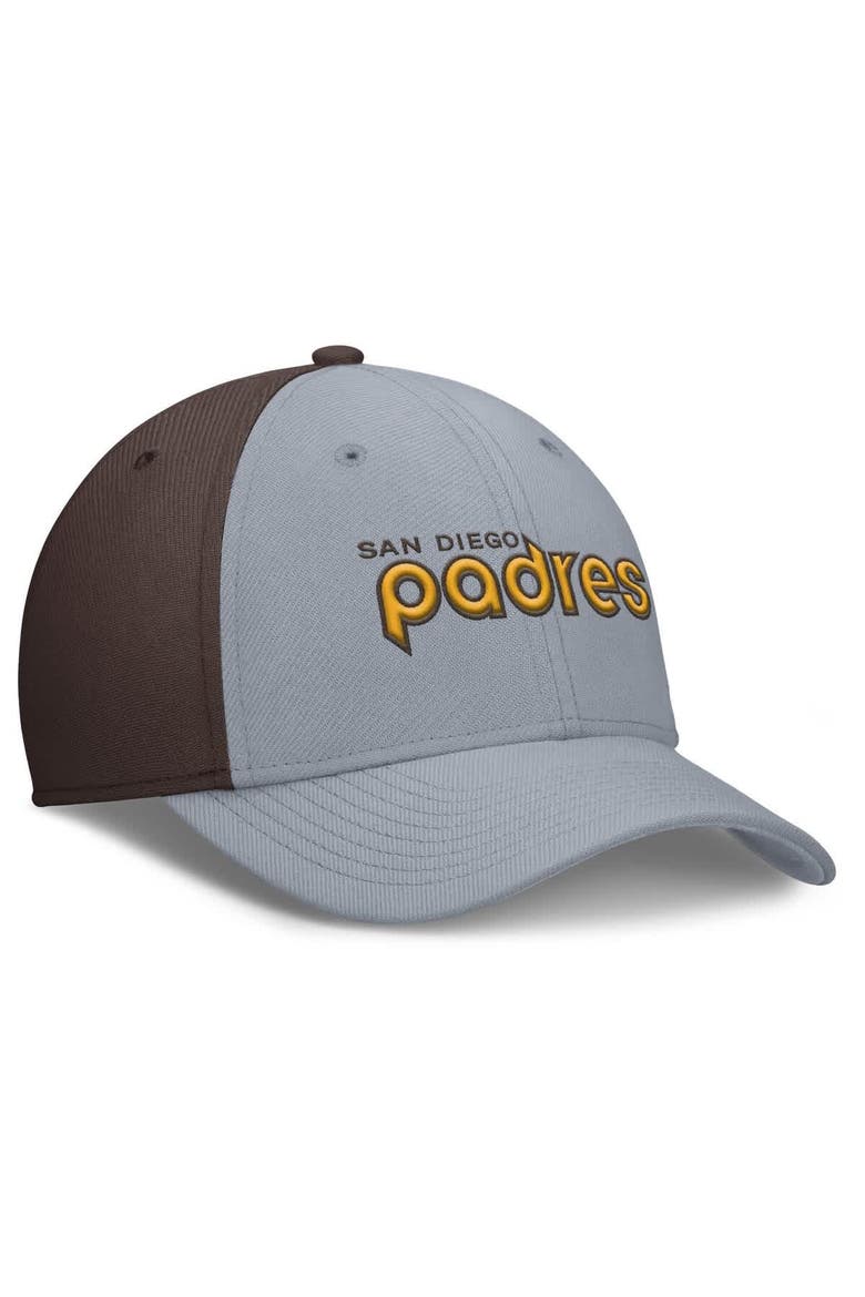 Men's Nike Gray/Brown San Diego Padres Rise Swoosh Performance Flex Hat, Alternate, color, Gray