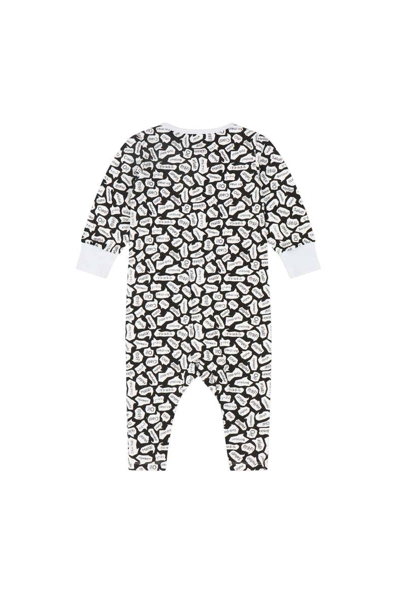 Baby Jumpsuit Romper, Alternate, color, Black/White/Hello