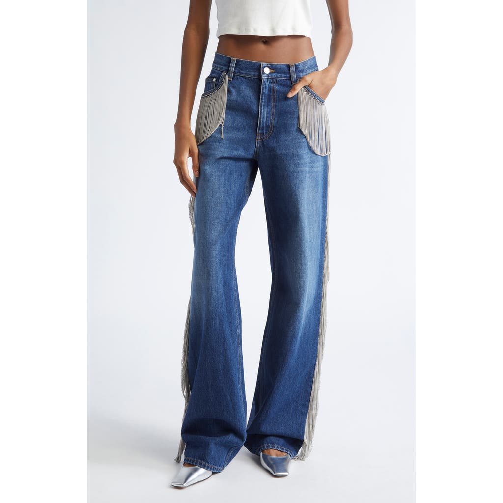 Stella Mccartney Chain Tassel Straight Leg Jeans In Blue