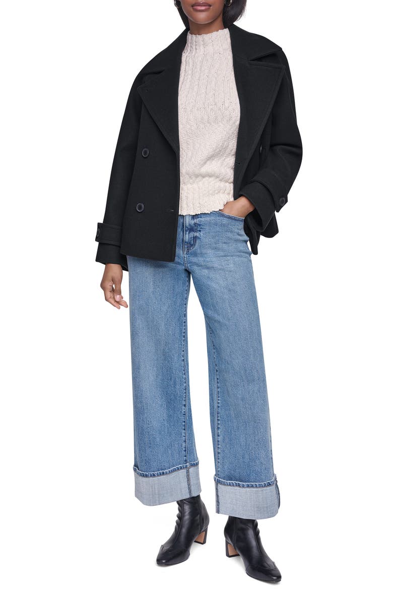 Relaxed Fit Peacoat, Alternate, color, BLACK