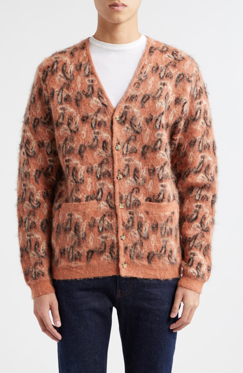 BEAMS Brushed Paisley Jacquard Cardigan, Main, color,