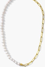 Joey Baby Freshwater Pearl Paperclip Chain Necklace