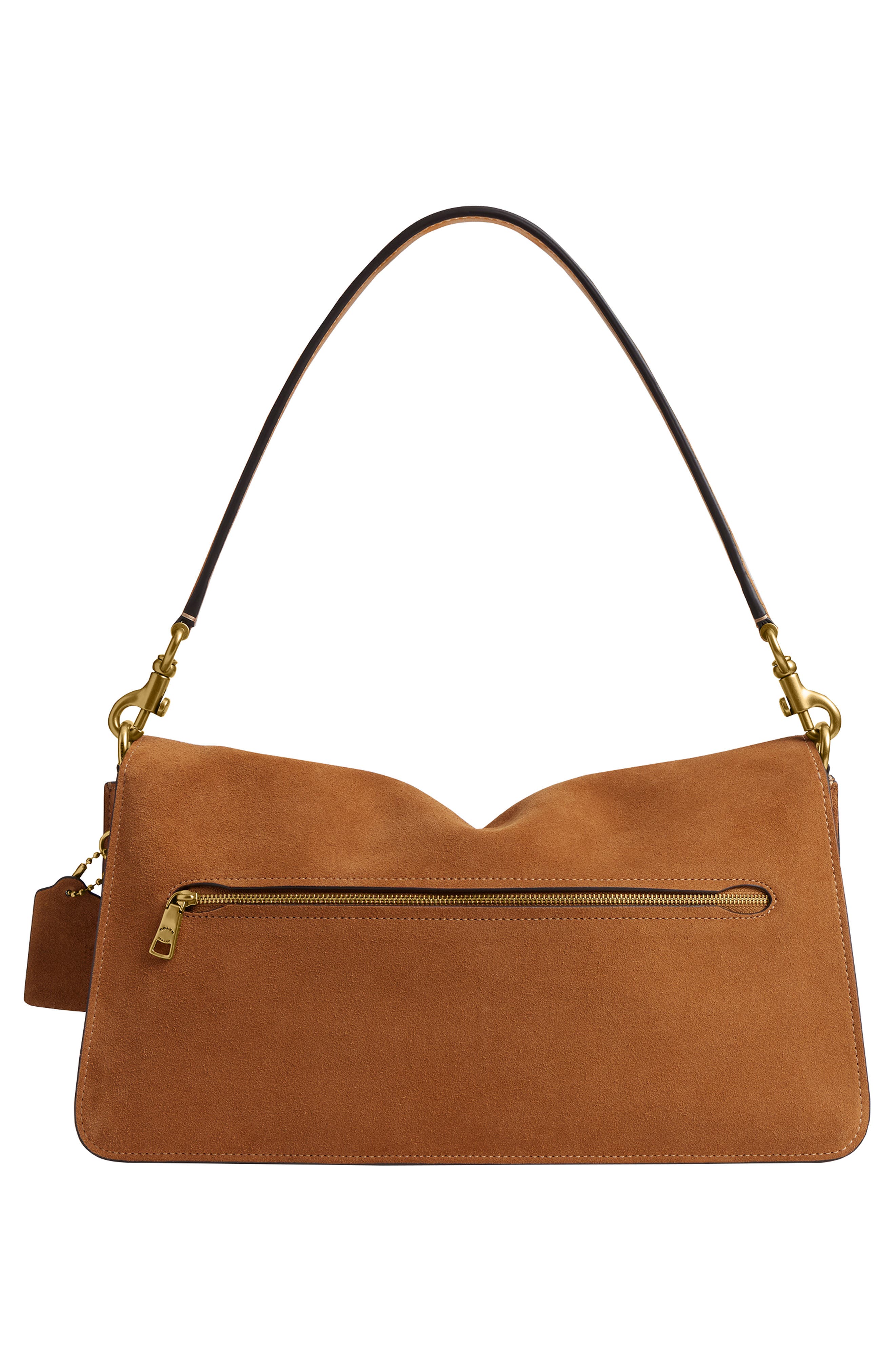 COACH Tabby 36 Suede Shoulder Bag, Alternate, color, B4/ Caramel