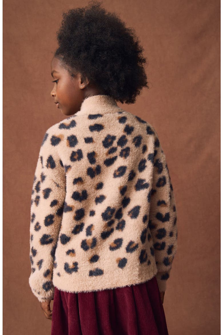 Kids' Leopard Print Knit Sweater, Alternate, color, NEUTRAL