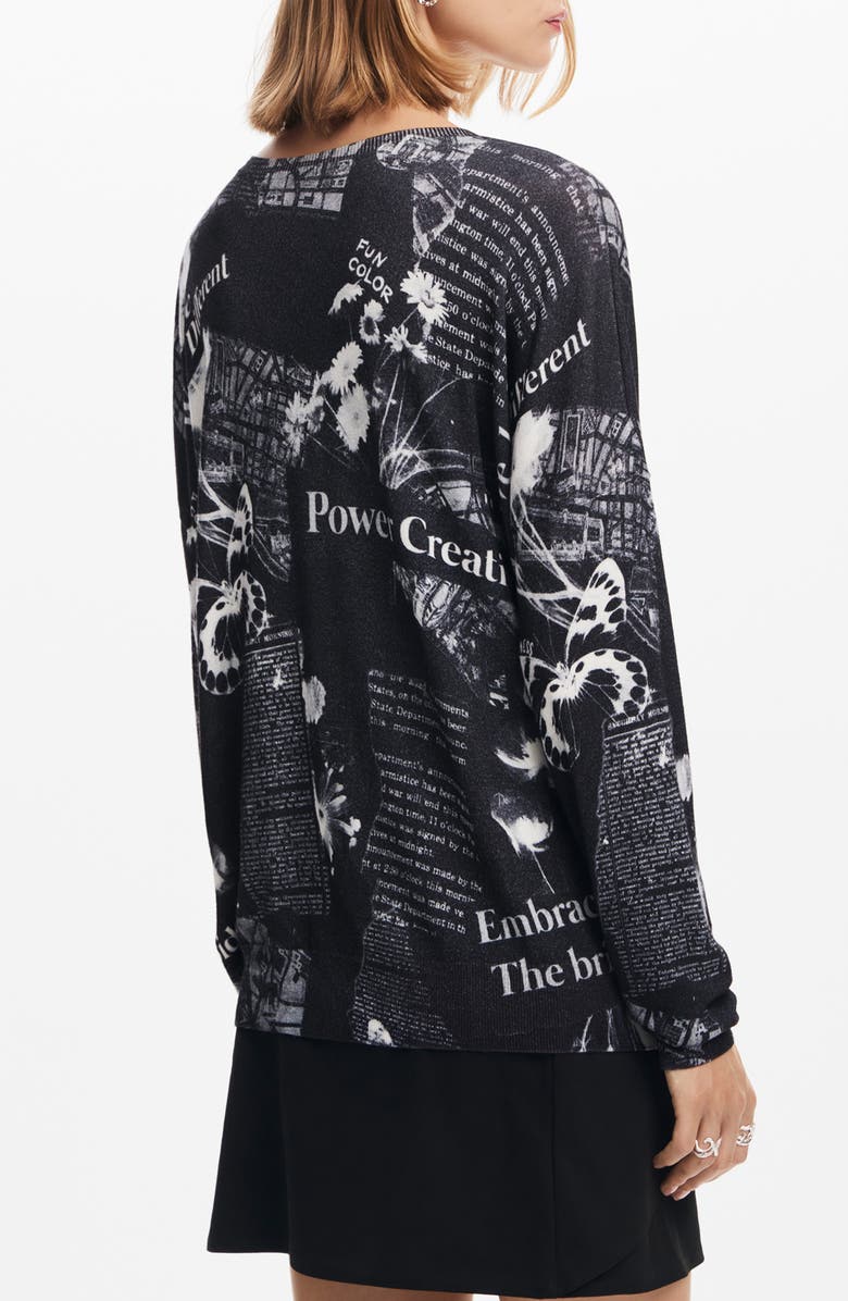 Desigual Kawartha Lakes Print V-Neck Sweater, Alternate, color, 