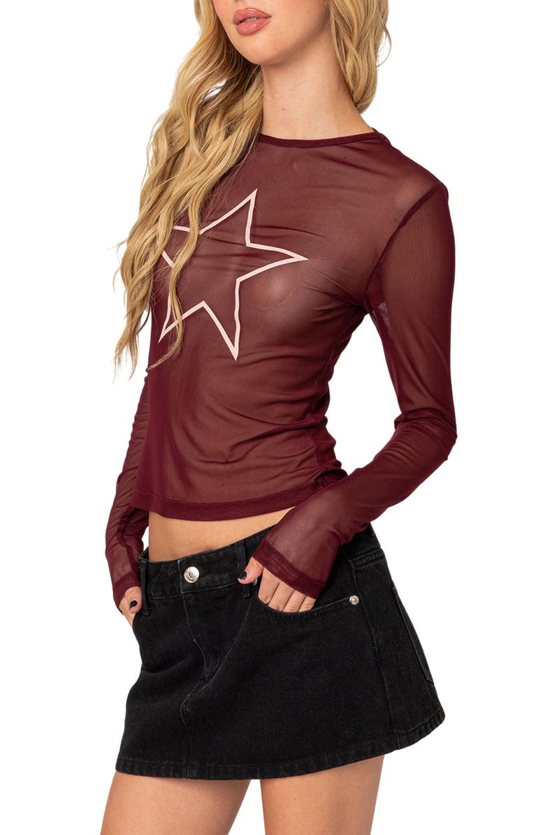 EDIKTED Stargaze Sheer Mesh Top, Alternate, color, 