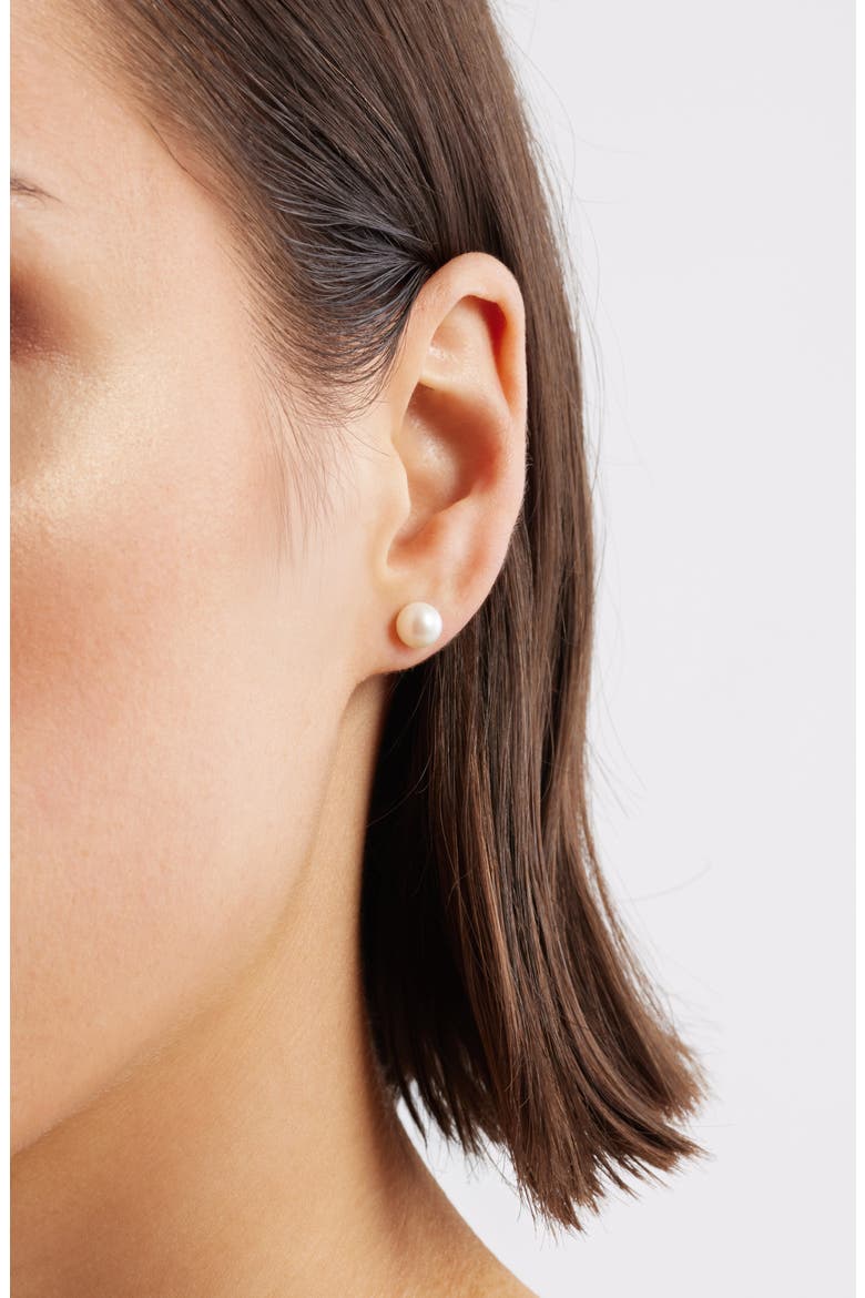 Freshwater Pearl Stud Earrings, Alternate, color, 14K WHITE GOLD/ PEARL