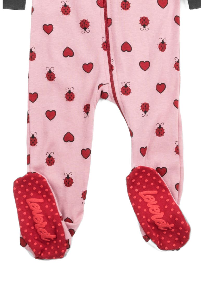 Footed Printed Cotton Pajamas, Animal, Holiday & Fun Prints, Alternate, color, PINK
