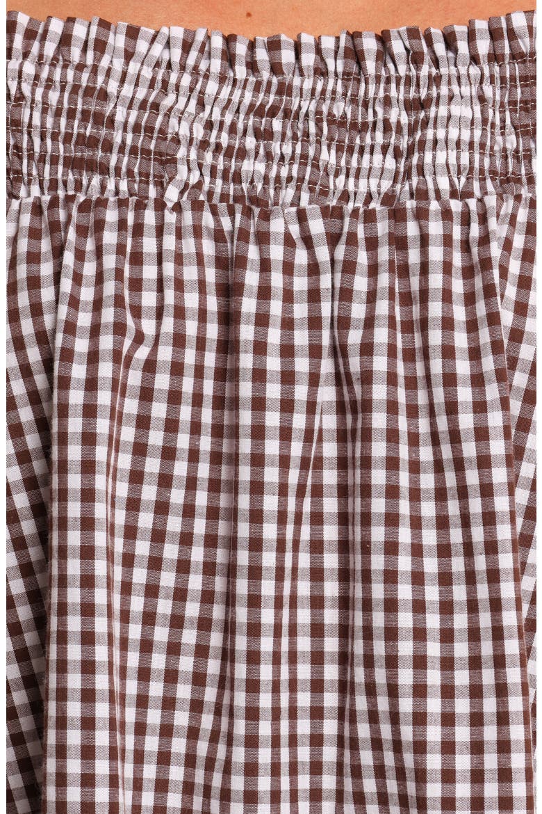 Kennedy Puff Sleeve Smocked Gingham Minidress, Alternate, color, CHOCOLATE GINGHAM