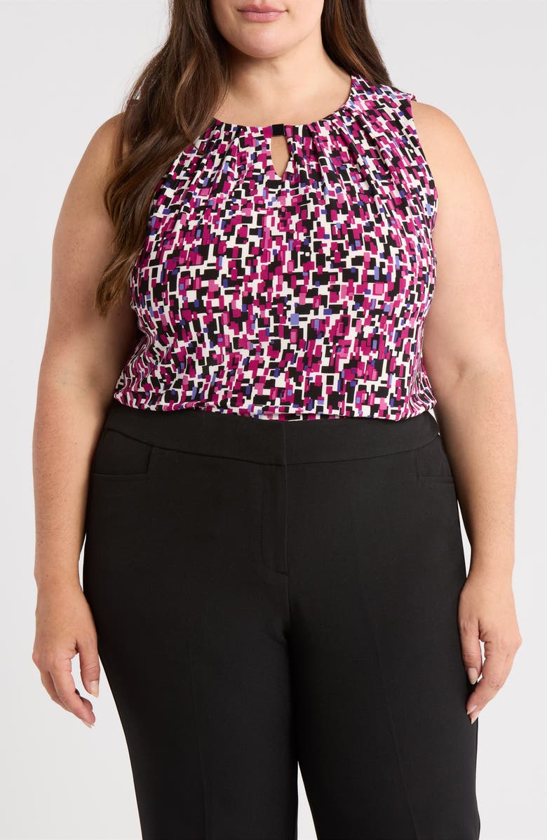 KASPER Pleat Neck Sleeveless Top, Main, color, 