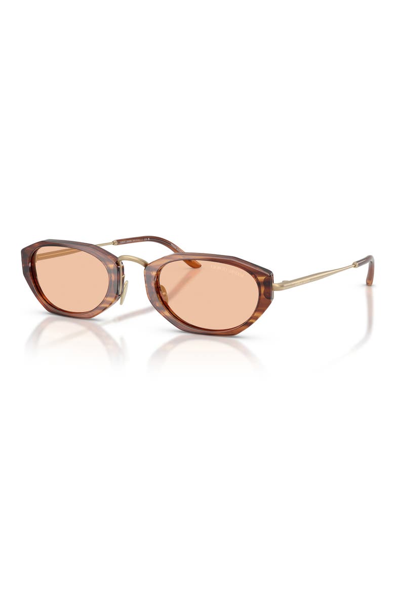 50mm Polarized Irregular Oval Sunglasses, Alternate, color, STRIPED BROWN / LIGHT BROWN