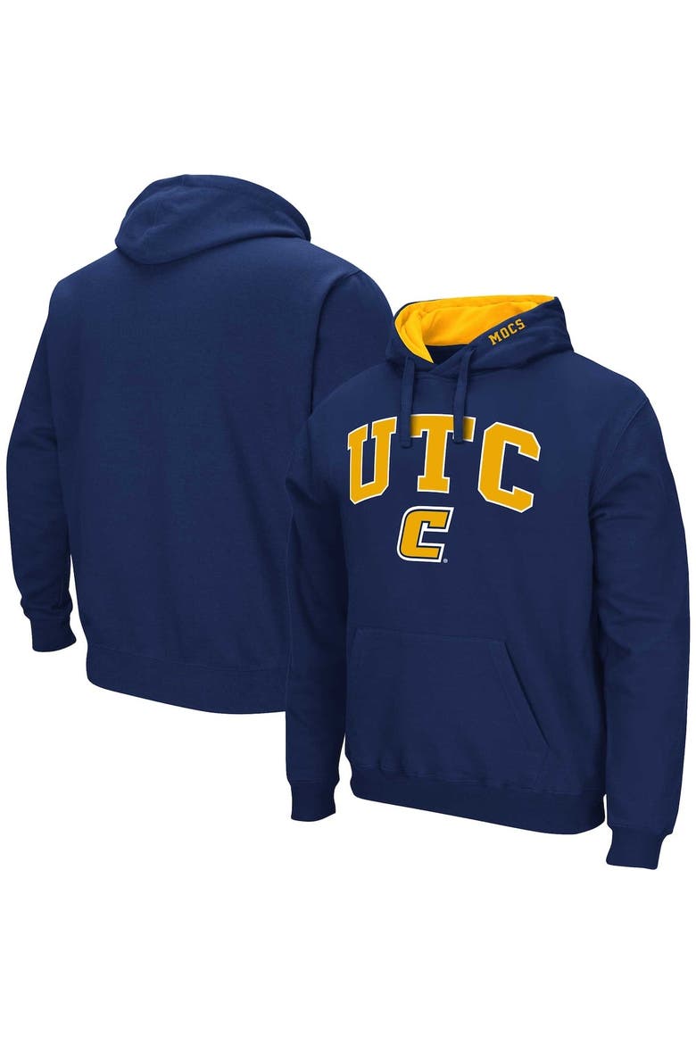 Men's Colosseum Navy Tennessee Chattanooga Mocs Arch & Logo 3.0 Pullover Hoodie, Alternate, color, Navy