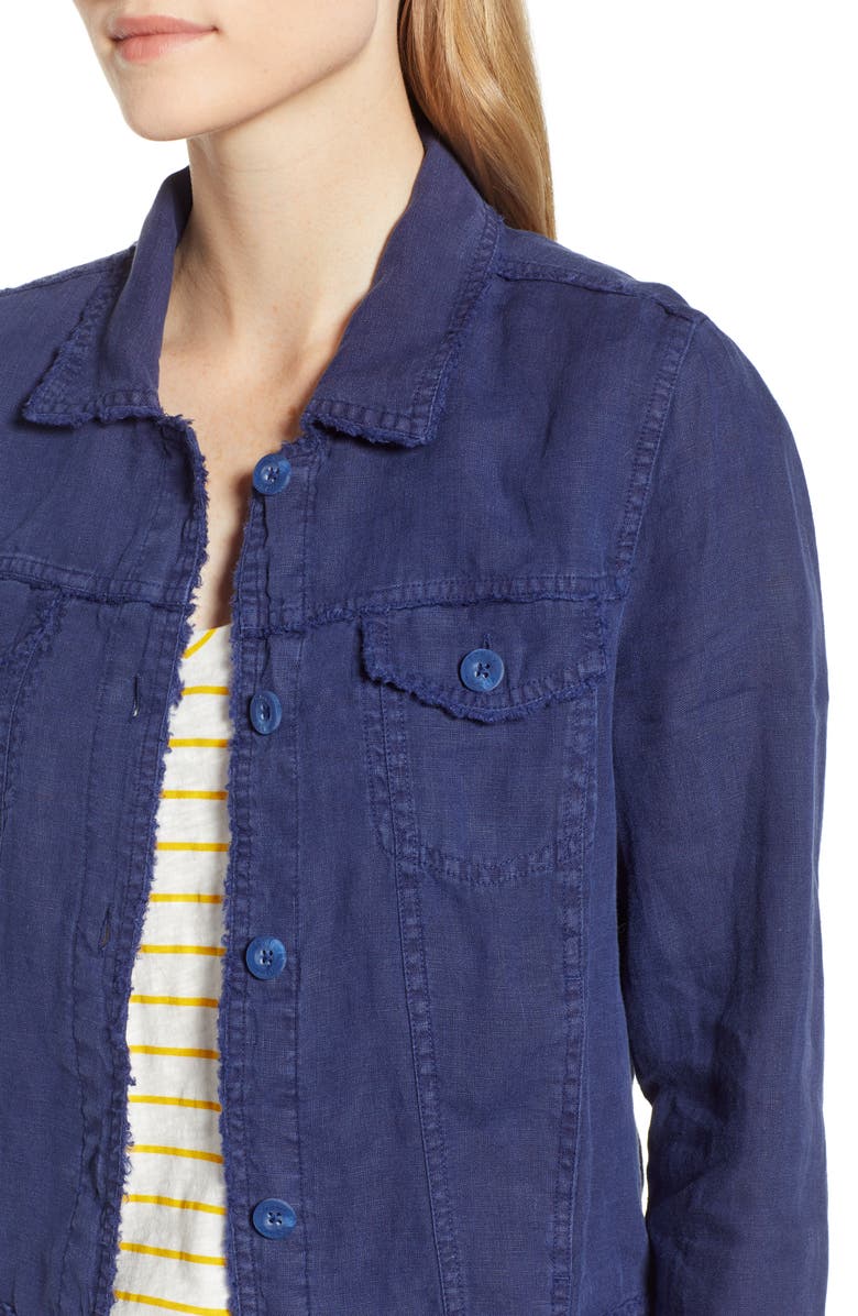 Tommy Bahama Two Palms Linen Raw Edge Jacket, Alternate, color, Island Navy