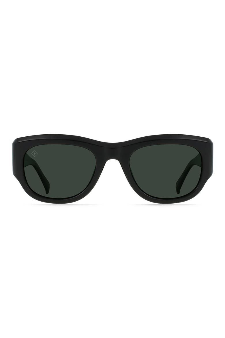 Lonso Round Polarized Square Sunglasses, Main, color, RECYCLED BLACK/ GREEN POLAR