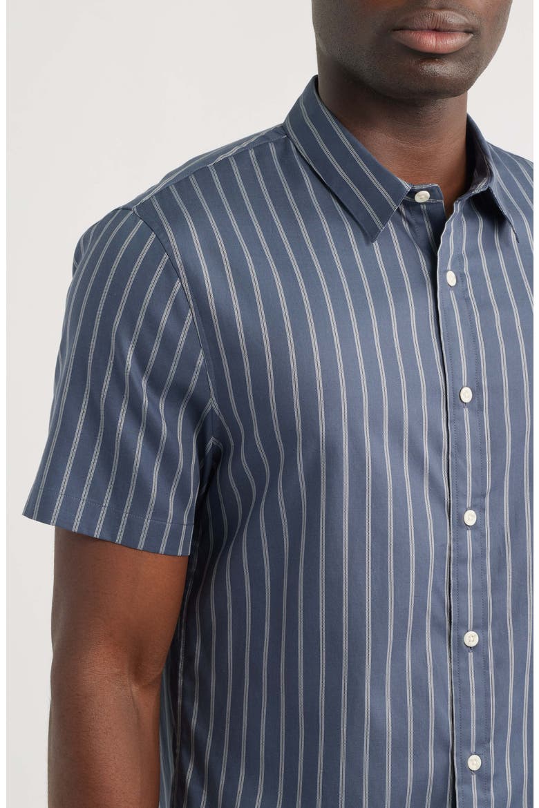 Marin Stripe Short Sleeve Cotton Blend Button-Up Shirt, Alternate, color, 445VBC-VENICE BLUE COMBO