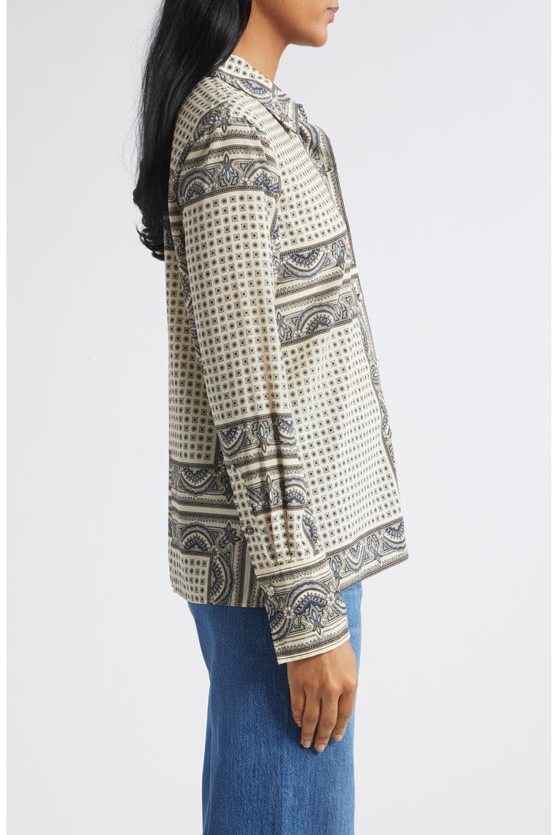 Monique Mixed Paisley Silk Blend Shirt, Alternate, color, ECRU MULTI