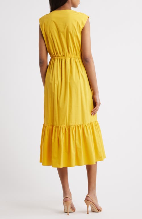 Anne Klein Bow Front Modern Midi Dress In Yellow