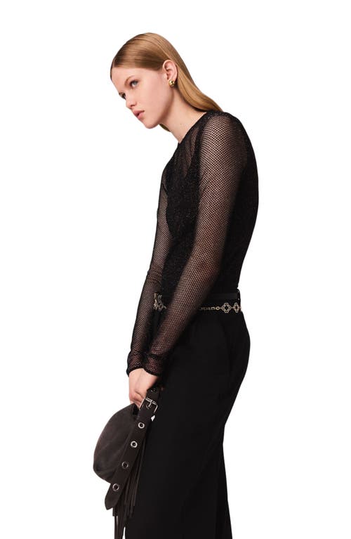 Maje Jersey Diamanté Top In Black