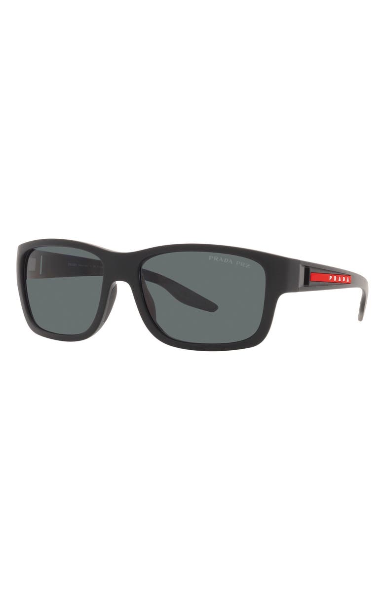 PRADA SPORT 59mm Polarized Rectangular Sunglasses, Alternate, color, 
