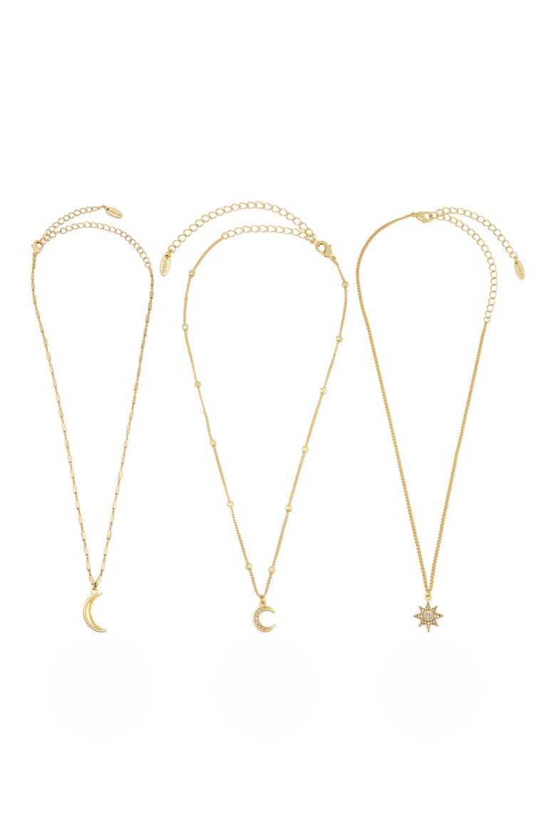 Set of 3 Celestial Pendant Necklaces, Main, color, GOLD