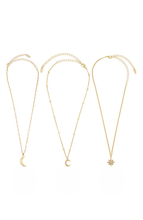 Set of 3 Celestial Pendant Necklaces
