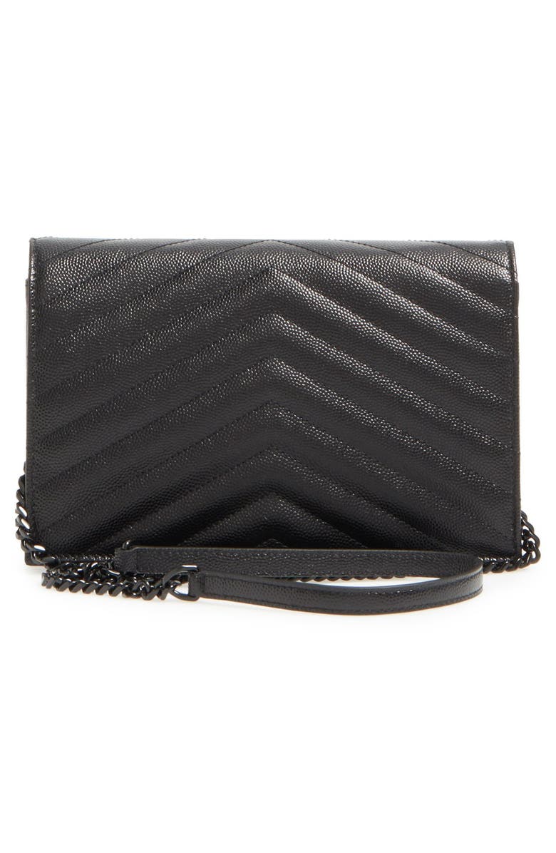 Saint Laurent Quilted Leather Wallet on a Chain, Alternate, color, 