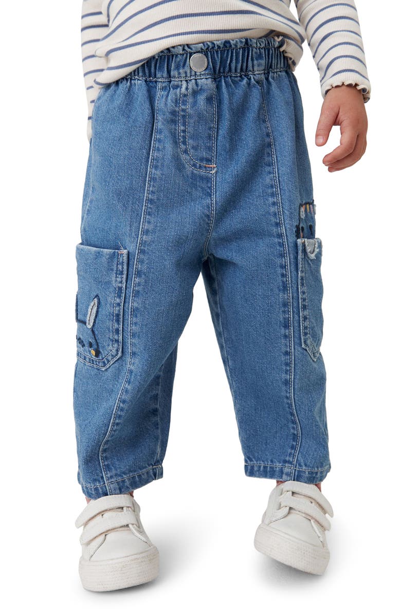 NEXT Kids' Embroidered Character Wide Leg Jeans, Alternate, color,