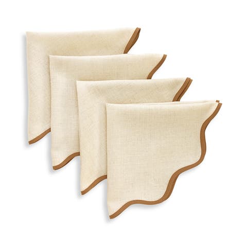 Linen Dinner Napkins - Giselle Scallop Edge, 20" x 20" Inch