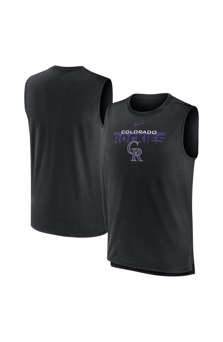 Nike Men's Nike Black Colorado Rockies Knockout Stack Exceed Muscle Tank Top, Alternate, color, 