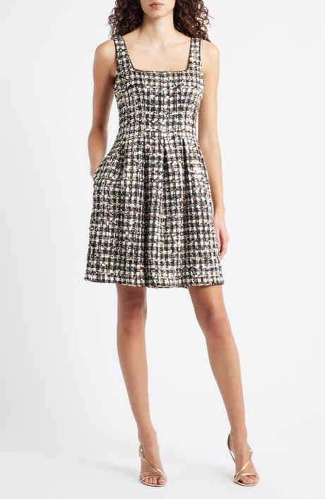 Vince Camuto Sequin Bouclé Fit & Flare Dress