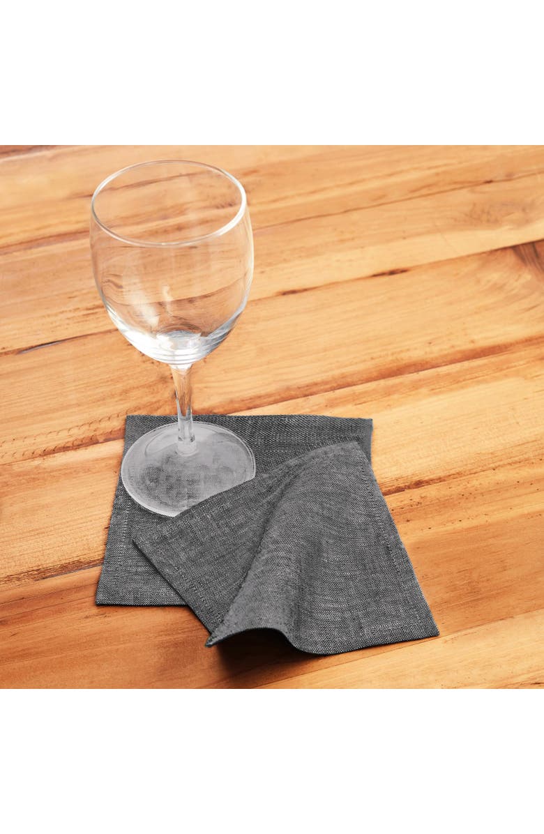 Solino Home Linen Cocktail Napkins - Athena, Alternate, color, Chambray Black