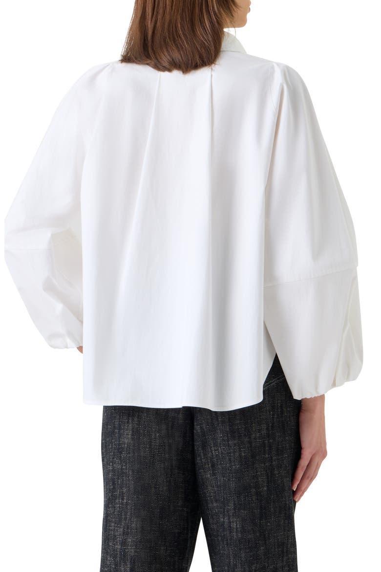 Washed Cotton Stretch Sateen Button-Up Shirt, Alternate, color, CREAM